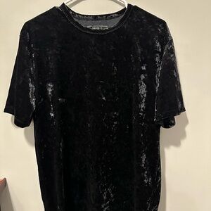 Forever 21 Black Crushed Velvet Short Sleeve Tee
